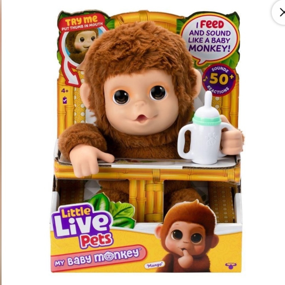 NIB Little Live Pets Interactive Brown Monkey Toy